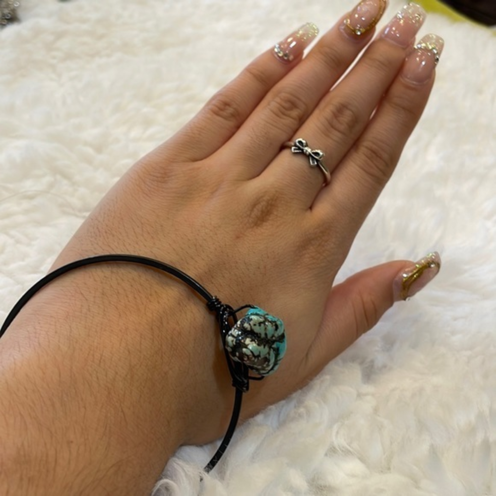Handmade Turquoiseβ Stone Black Metal Bracelet